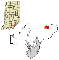Location of New Washington in Clark County, Indiana.