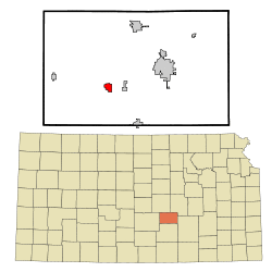 Location within Harvey County and Kansas