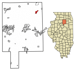 Location of Sheridan in LaSalle County, Illinois.