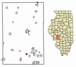 Location of Dorchester in Macoupin County, Illinois.