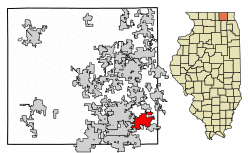 Location of Cary in McHenry County, Illinois.