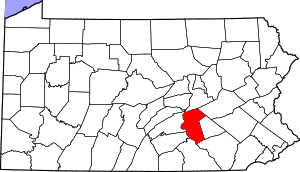 Map of Pennsylvania highlighting Dauphin County