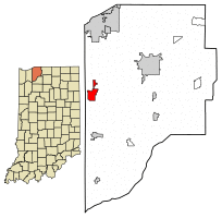 Location of Westville in LaPorte County, Indiana.