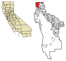Location of Daly City in San Mateo County, California