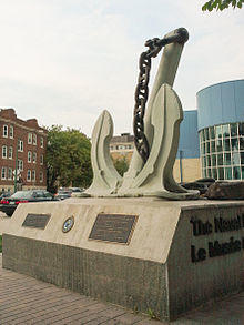 Anchor statue outside of the Naval Museum of Manitoba.jpg