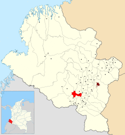 Location of the municipality and town of Sapuyes in the Nariño Department of Colombia.