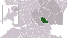 Highlighted position of Hoogeveen in a municipal map of Drenthe
