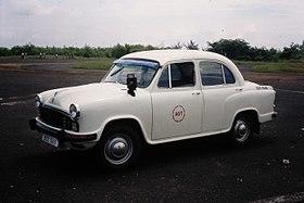 Hindustan Ambassador Taxi in Goa India, October 1994 (16668303387).jpg