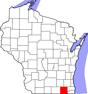 Map of Wisconsin highlighting Walworth County