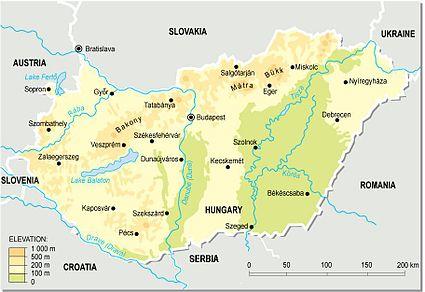 Map of the extreme points of Hungary