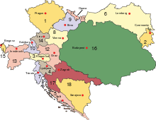 Multicolored map, with subdivisions and capital cities