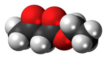 Space-filling model of the ethyl acetoacetate molecule