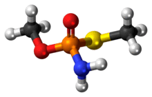 Ball-and-stick model of the methamidophos molecule