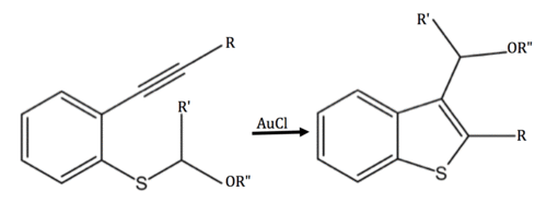 Carbothiolation to form substituted benzothiophene.png
