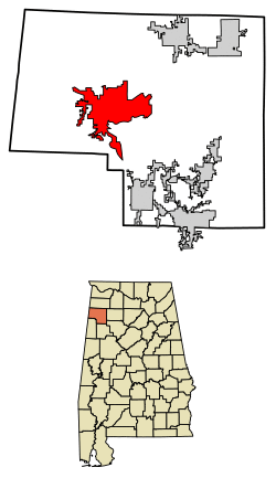 Location of Hamilton in Marion County, Alabama.