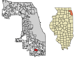 Location of Flossmoor in Cook County, Illinois.