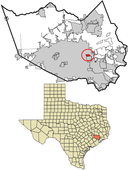 Location in Harris County and the state of Texas