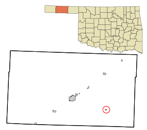 Location in Texas County and state of Oklahoma.