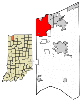 Location of Portage in Porter County, Indiana.