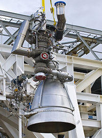 Aerojet AJ26 in the Stennis E-1 Test Stand - cropped.jpg
