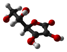 Ball-and-stick model of L-ascorbic acid