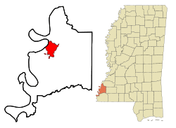 Location of Natchez in Adams County
