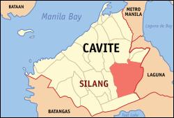 Map of Cavite with Silang highlighted