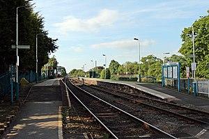 From the level crossing, Pen-y-ffordd railway station (geograph 4032576).jpg