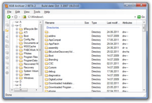 Screenshot of KGB Archiver 2.0 beta 2