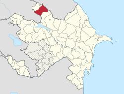 Map of Azerbaijan showing Zaqatala Rayon