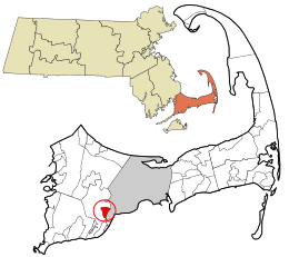Location in Barnstable County and the state of Massachusetts.