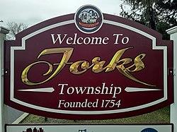 "Welcome To Forks Township" sign in Forks Township, Northampton County, PA, USA