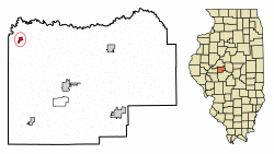 Location of Oakford in Menard County, Illinois.