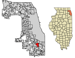 Location of Harvey in Cook County, Illinois.