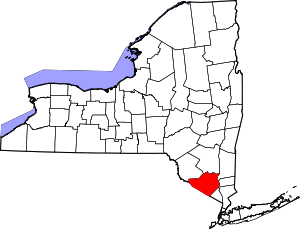 Map of New York highlighting Orange County