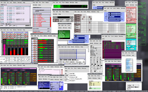 Pure Data with many patches open (netpd project)