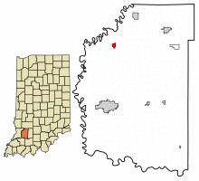 Location of Plainville in Daviess County, Indiana.