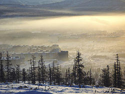 Winter fog over Bilibino