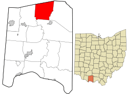 Location in Adams County and the state of Ohio.