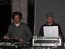 Moritz von Oswald (left) and Mark Ernestus (right) performing at MUTEK in 2007