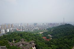 A view of Ezhou urban area from the top of Wuchang Tower, West Hill