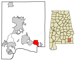 Location of Midland City in Dale County, Alabama.