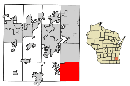 Location of Muskego in Waukesha County, Wisconsin.