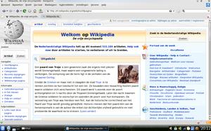 Konqueror using KHTML to render the Dutch Wikipedia front page in 2009