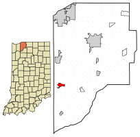 Location of Wanatah in LaPorte County, Indiana.