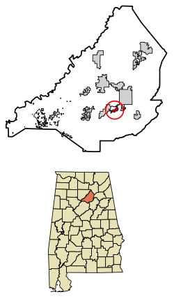 Location of Allgood in Blount County, Alabama.