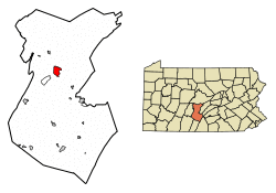 Location of Huntingdon in Huntingdon County, Pennsylvania