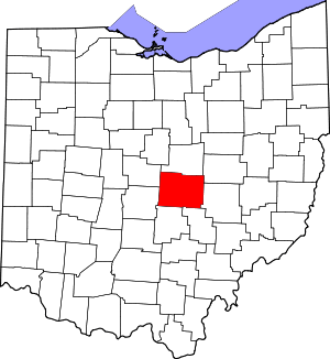 Map of Ohio highlighting Licking County