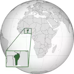 Location of Benin (dark green)