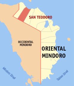 Map of Oriental Mindoro with San Teodoro highlighted